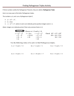 Finding Pythagorean Triples Activity