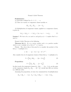 Fermat`s Little Theorem Preliminaries: (1)