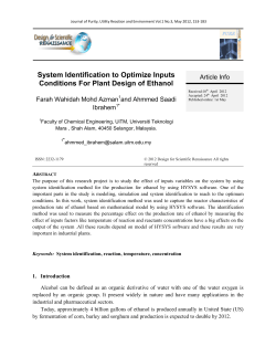 System Identification to Optimize Inputs Conditions For Plant Design