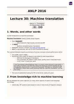 ANLP 2016Lecture 30: Machine translation