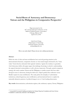 Social Roots of Autocracy and Democracy: Taiwan and the
