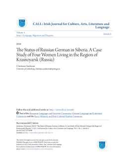 The Status of Russian German in Siberia. A Case