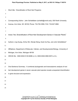 Diversification of Root Hair Development Genes in Vascular Plants