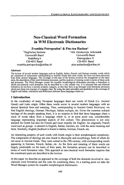 Neo-Classical Word Formation in WM Electronic Dictionaries