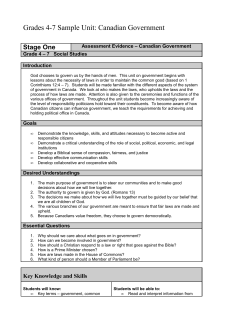 Grades 4-7 Sample Unit: Canadian Government