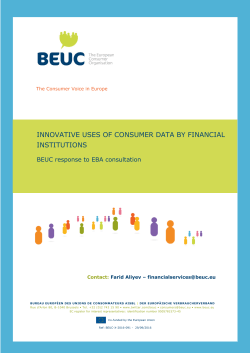 Innovative uses of consumer data by financial institutions