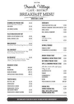 breakfast menu - French Village