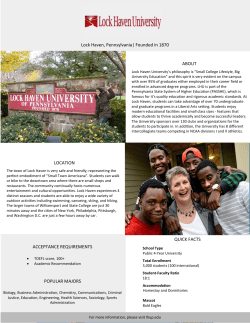 QUICK FACTS Lock Haven, Pennsylvania| Founded in 1870 ABOUT