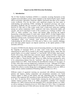 1 Report on the ENSO Diversity Workshop 1. Introduction The El