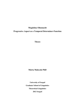 Magdolna Ohnmacht Progressive Aspect as a Temporal
