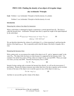 Archimedes` Principle - Physics at Langara College