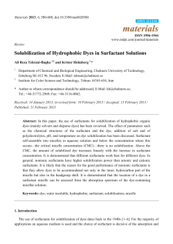 Solubilization of Hydrophobic Dyes in Surfactant Solutions