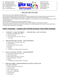 party packages &ndash; choose any option or build your