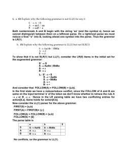 1. a. (5) Explain why the following grammar is not LL(k) for any k: S