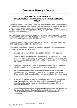 Scheme of Delegation to Cabinet Members