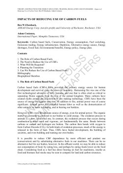 Impacts of Reducing Use of Carbon Fuels