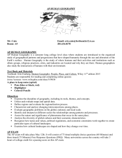 AP HUMAN GEOGRAPHY 2016 Fall dates