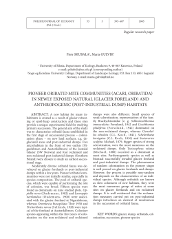 PIONEER ORIBATID MITE COMMUNITIES (ACARI, ORIBATIDA) IN