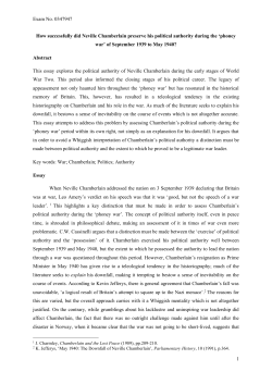 Exam No. 0347947 1 How successfully did Neville Chamberlain