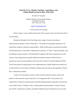 Nutrition, Agriculture, and Public Health in Puerto Rico, 1926-1966
