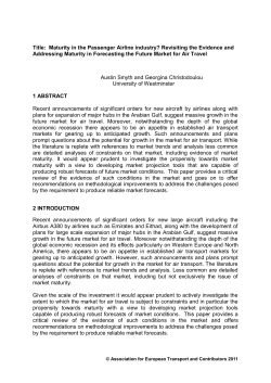 Title: Maturity in the Passenger Airline industry