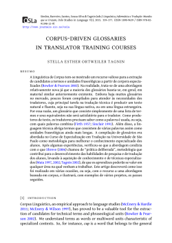 corpus-driven glossaries in translator training courses