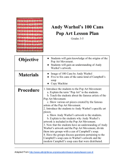Andy Warhol`s 100 Cans Pop Art Lesson Plan Objective Materials