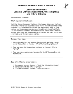 Causes of World War II: Canada`s Entry into World
