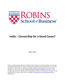 India &ndash; Censorship for a Good Cause?