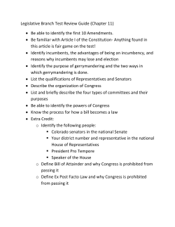 Legislative Branch Test Review Guide (Chapter 11) &bull; Be able to