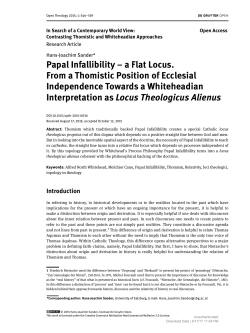 Papal Infallibility &ndash; a Flat Locus. From a Thomistic Position of