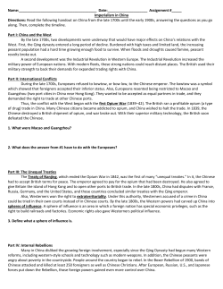 Assignment # Imperialism in China