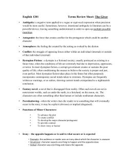 English 1201 Terms Review Sheet: The Giver
