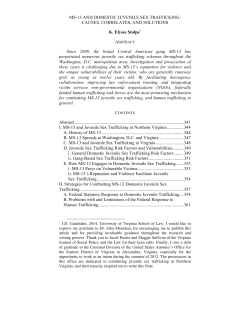 MS-13 AND DOMESTIC JUVENILE SEX TRAFFICKING: CAUSES