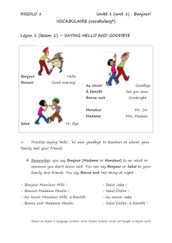 (unit 1) : Bonjour! - Higher Lane Primary School