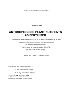 Anthropogenic plant nutrients as fertiliser - Humboldt