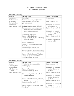 ETYMOLOGIES (ETML) CTY Course Syllabus