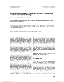 Role of stem cell research in therapeutic purpose &ndash; a hope for new