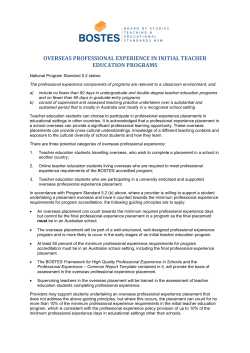 Professional Experience &ndash; Overseas Professional Experience in