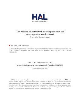 The effects of perceived interdependence on - Hal-SHS