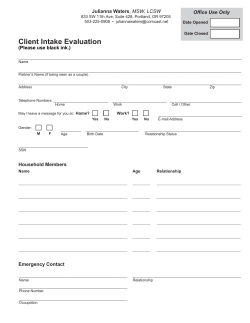 Intake Form - Julianna Waters, LCSW