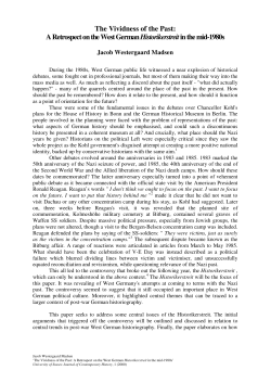 The Vividness of the Past: A Retrospect on the West German