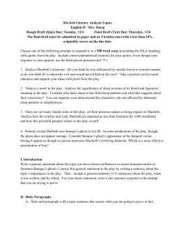 Macbeth Literary Analysis Topics English IV Mrs. Sharp Rough Draft
