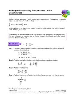 Adding and Subtracting Fractions with Unlike Denominators