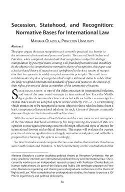 Secession, Statehood, and Recognition: Normative Bases for