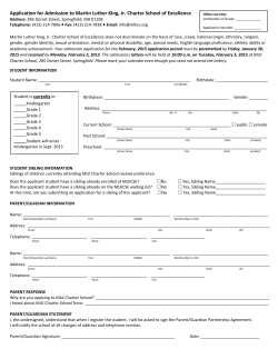 Application for Admission to Martin Luther King, Jr. Charter School of
