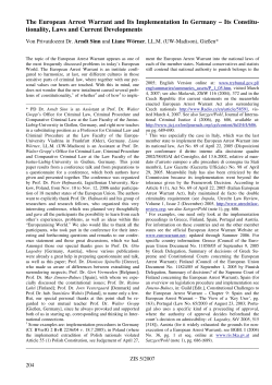 The European Arrest Warrant and Its Implementation In Germany