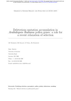 Deleterious mutation accumulation in Arabidopsis thaliana