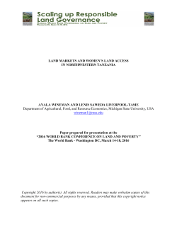 LAND MARKETS AND WOMEN`S LAND ACCESS IN