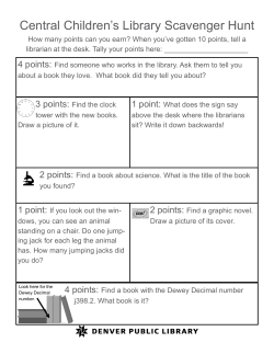 Central Children`s Library Scavenger Hunt